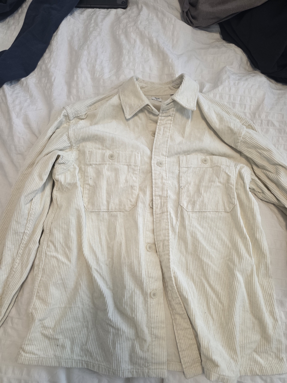 Uniqlo Lightweight Corduroy Shirt Jacket in Off-White